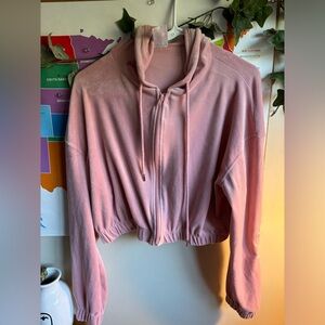 Pink velour crop sweater